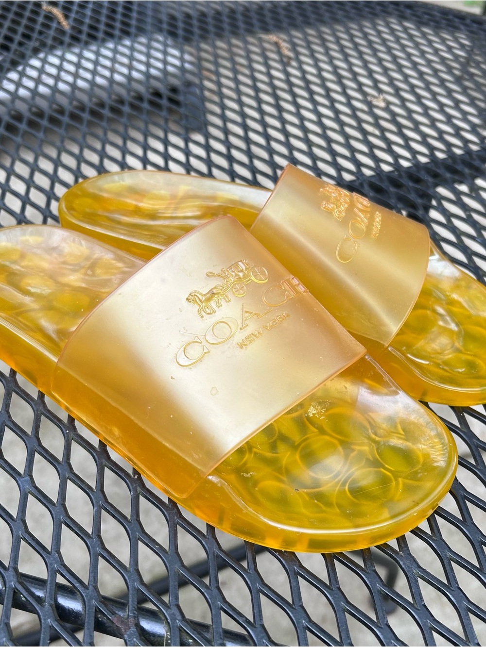 Coach Translucent Yellow Jelly Slide Sandals - Picture 3 of 5